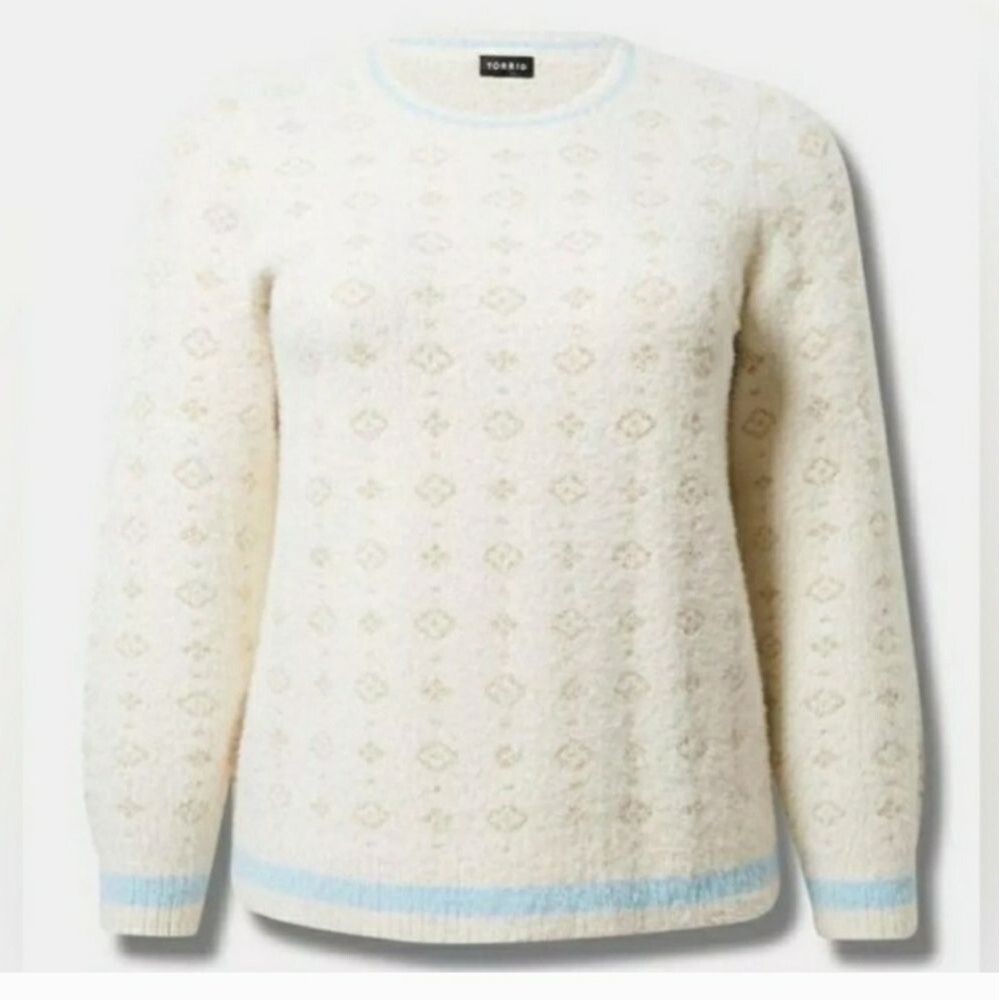 Torrid Plus Size 3 White Gemmie Pullover Sweater - Lurex Eyelash Knit